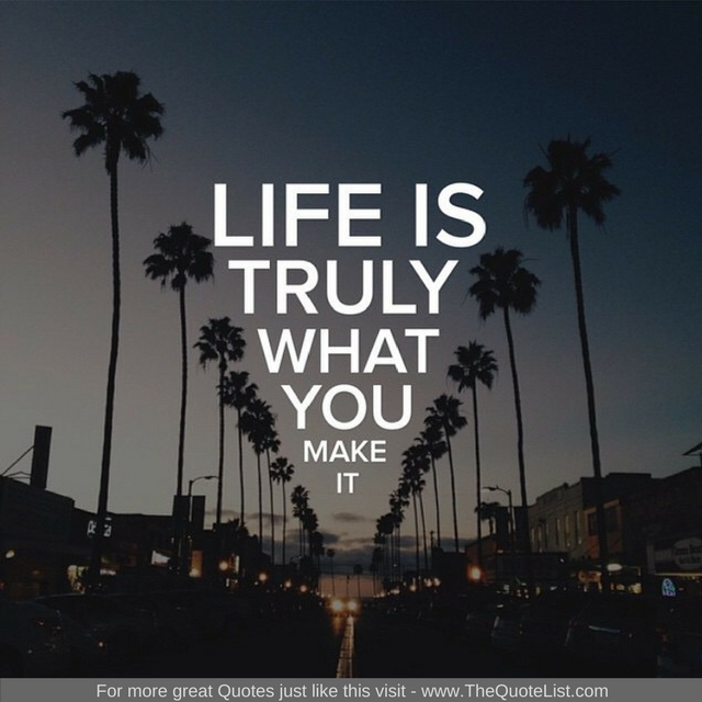 "Life truly is what you make it" - Unknown Author