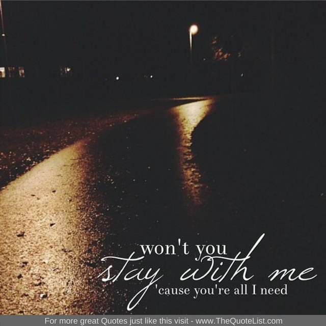 "Won't you stay with me, because you're all I need" - Unknown Author