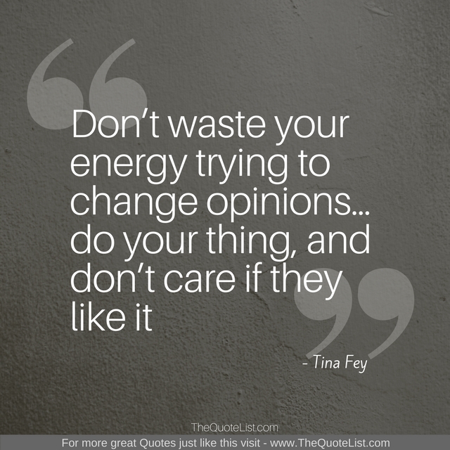 "Don’t waste your energy trying to change opinions…do your thing, and don’t care if they like it" by Tina Fey
