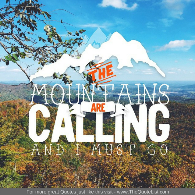 "The Mountains are calling and I must go" by John Muir