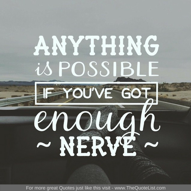 "Anything is possible if you've got enough nerve"